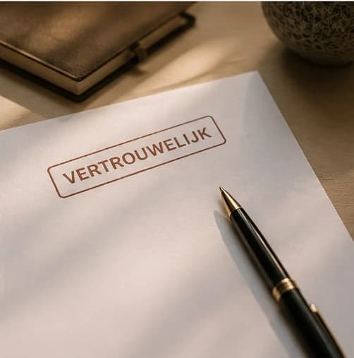 Vertrouwelijk document met pen als symbool voor zorgvuldige omgang met informatie